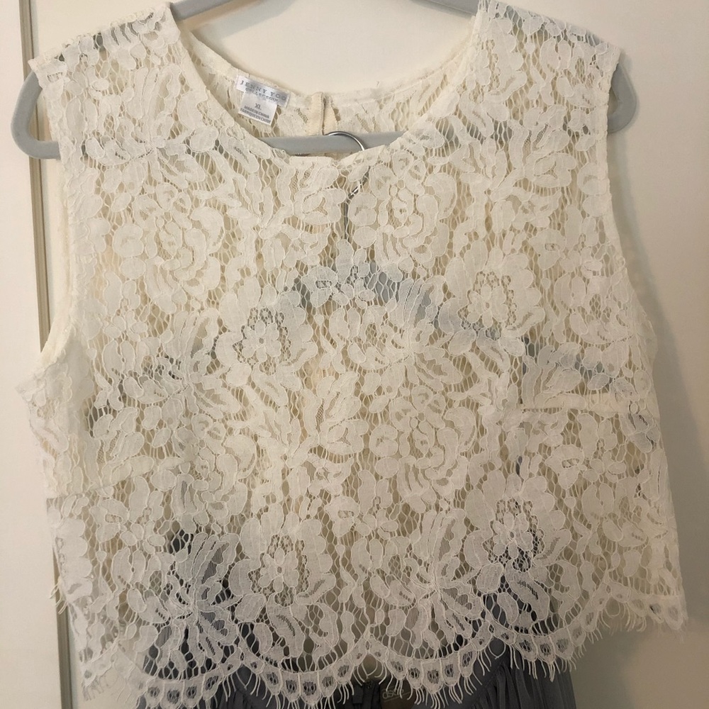 Jenny Yoo Lace Shell - BHLDN - size XL - Ivory